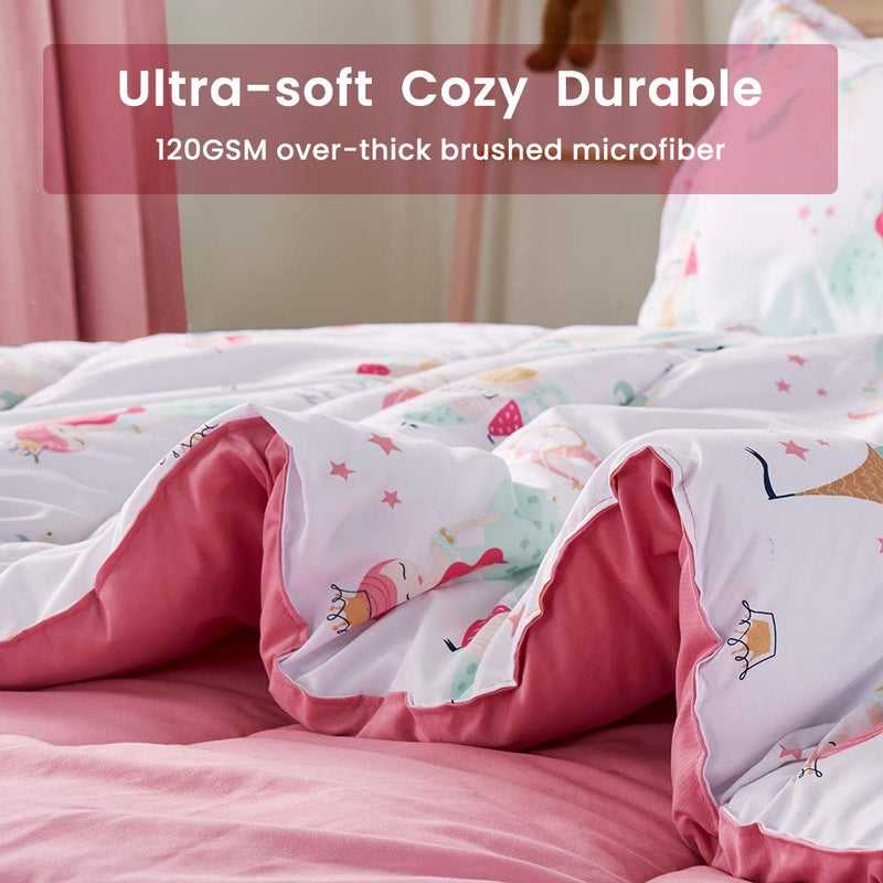 SLEEP ZONE Kids Bedding Comforter Set Full/Queen Size - Super Cute & Soft Kids Bedding Bed in a Bag 7 Pieces Set with Comforter, Sheet, Pillowcase & Sham (Princess Castle) - Image 5